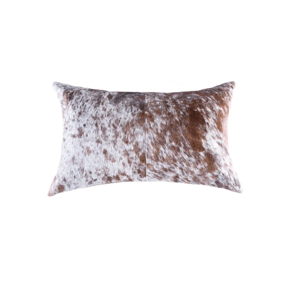 Natural Home Decor Torino Cowhide Pillow | 1-Piece | S & p brown/white | 12"x20"